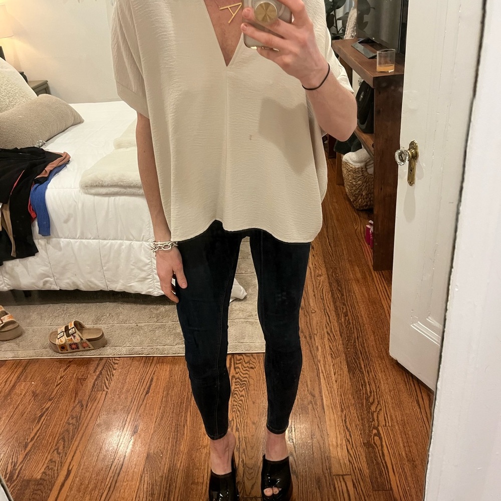Beige silk top